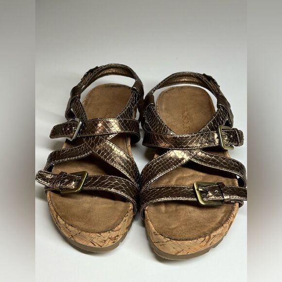 AEROSOLES Brown Metallic Cherie Leather Walking Sandal - Women size 6 - Picture 5 of 8